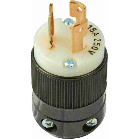 Marinco Locking Plug, L6-15P, 15 A, 250V AC, 2 Pole, Screw Terminals 4570